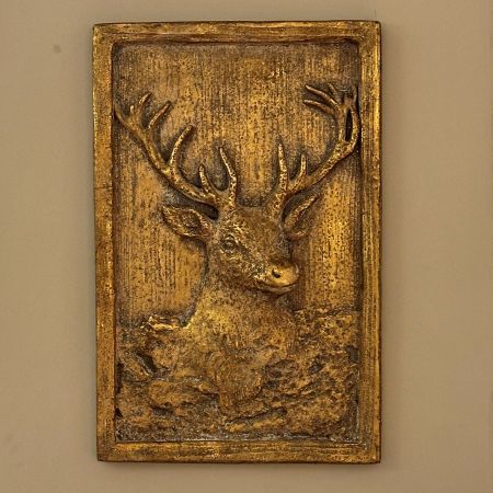 Bild-Relief 'Hirsch' antik-gold