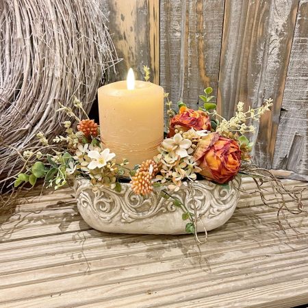 Blumengesteck inkl. LED Kerze mit Timer