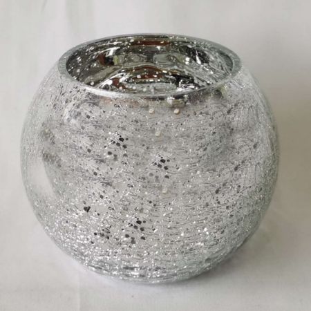 Crackle Kugelvase silber