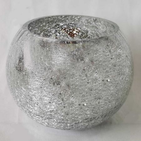 Crackle Kugelvase silber