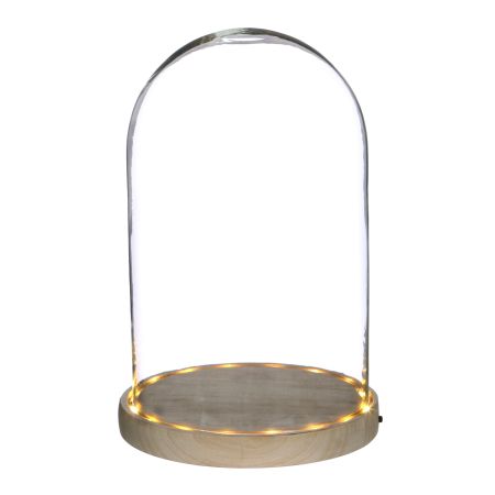 Deko Glockenglas mit LED-Beleuchtung creme