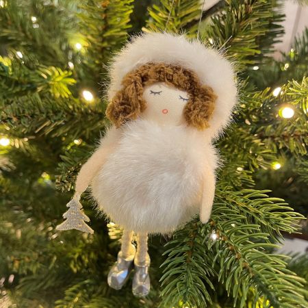 Engelhänger Lanky weiß/silber mit Tannenbaum 