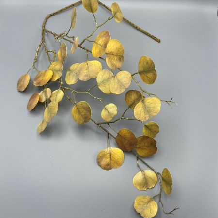 Eucalyptuszweig, gold/ gelb patiniert 