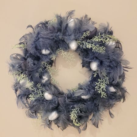 Federnkranz Willow grau-blau