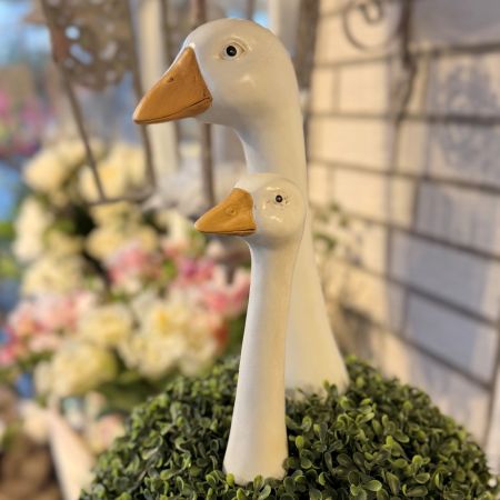 Gänsekopf weiß/orange am Stab