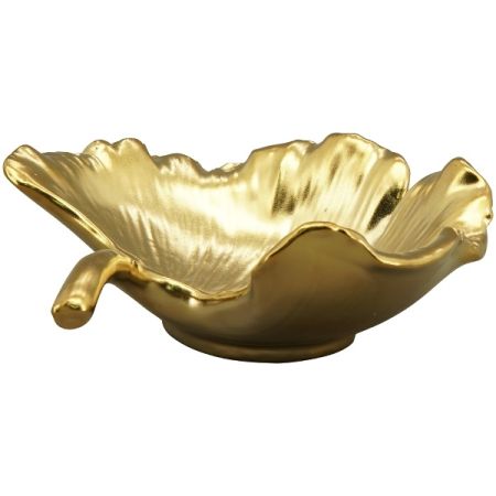 Ginkgo-Blatt Schale, gold, Porzellan 