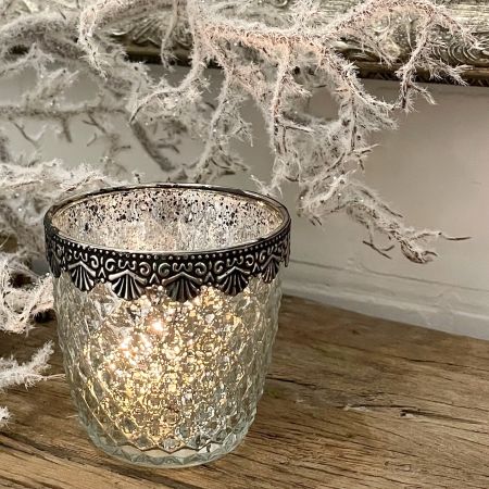 Glaswindlicht antik/silber