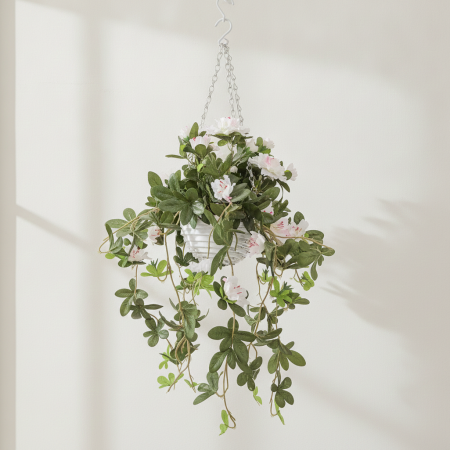 Hängeampel mit Azaleen creme