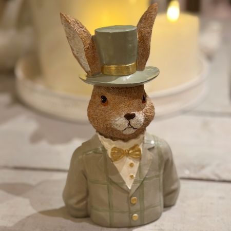 Hase mit Zylinder braun/grün