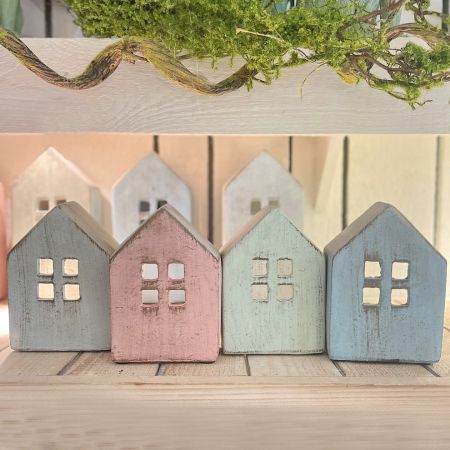 Hauswindlicht / Teelichthaus hellblau