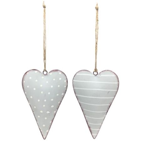 Herzhänger Teal grau/weiß gestreift