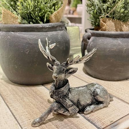 Hirsch liegend silber
