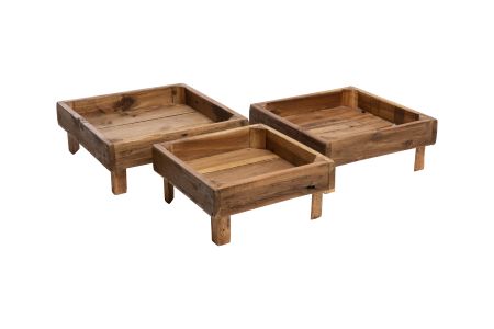 Holztablett auf Füßen quadratisch