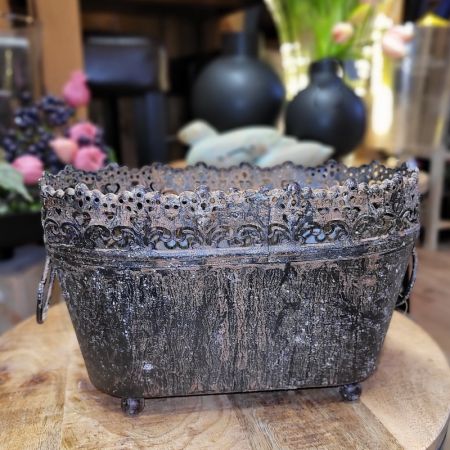 Jardiniere oval braun-antik
