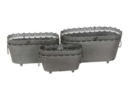 Jardiniere oval braun-antik