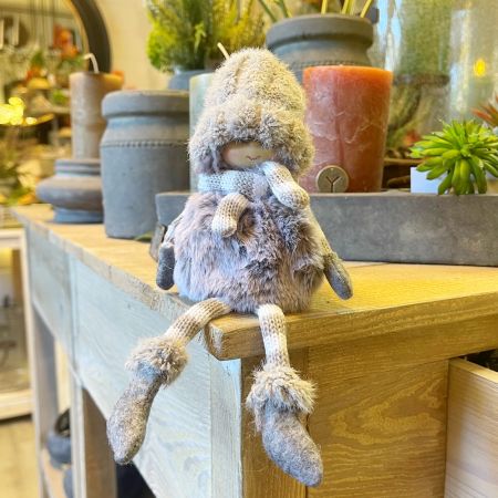 Kantenhocker Winterkind grau/weiß
