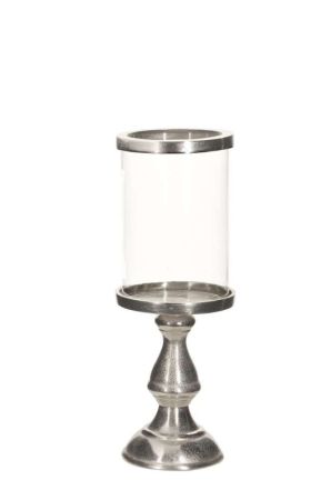 Kerzenhalter silber mit Glasaufsatz
