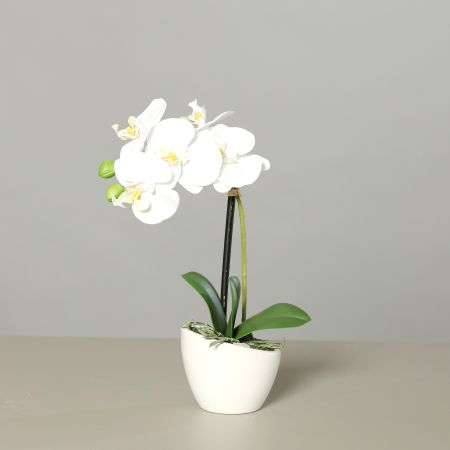Künstliche cream Orchidee-Phalaenopsis <p></p> im Keramiktopf
