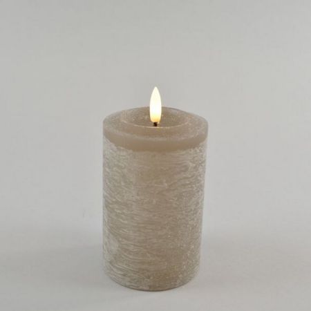 LED-Echtwachskerze mit Timer dunkelgrau