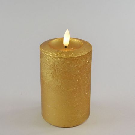 LED-Echtwachskerze mit Timer gold