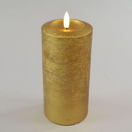 LED-Echtwachskerze mit Timer gold