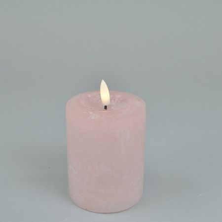 LED-Echtwachskerze mit Timer rosa