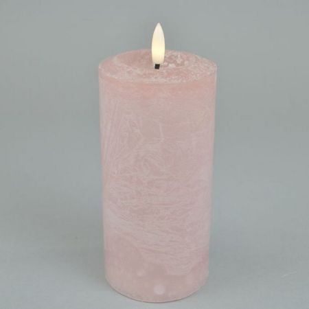 LED-Echtwachskerze mit Timer rosa