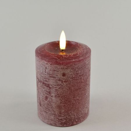 LED-Echtwachskerze mit Timer weinrot