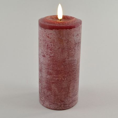 LED-Echtwachskerze mit Timer weinrot