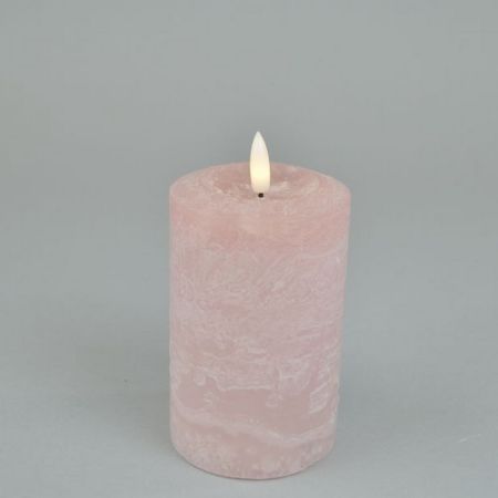 LED-Echtwachskerze rosa mit Timer 
