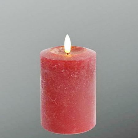 LED-Echtwachskerze rot-burgunder mit Timer 