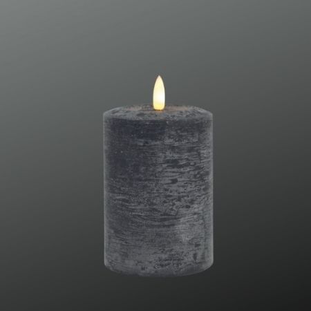LED-Echtwachskerze schwarz mit Timer 
