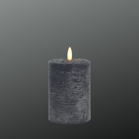 LED-Echtwachskerze schwarz mit Timer 