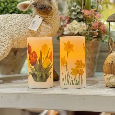 LED Echtwachskerzen Frühling 2er Set