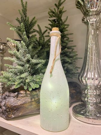 LED-Glasflasche, Winter-Weihnachtsflasche, weiß