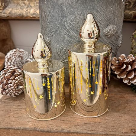 LED Glaskerzen mit Lauflicht silber/gold