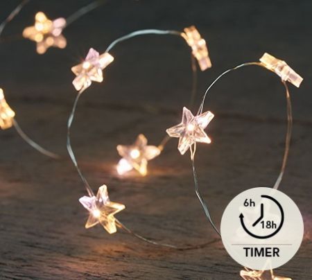 LED Lichterkette 'Sterne' 40 LED´s  silber mit Timer