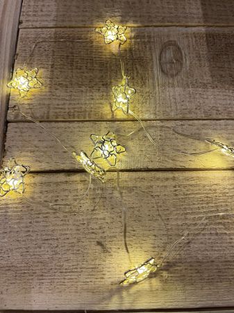 LED Sternenkette 10 LED´s im Drahtstern silber