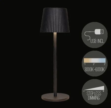 LED Tischlampe Riffel warmweiß/dimmbar schwarz/matt