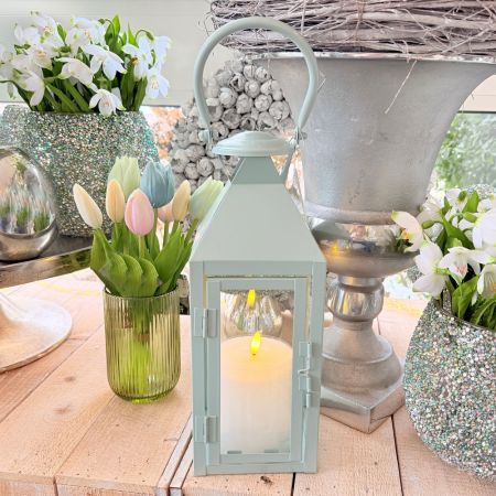 Laterne EnameL mint Metall/Glas