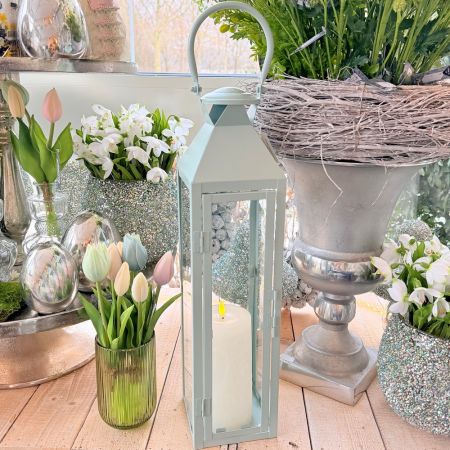 Laterne EnameL mint Metall/Glas