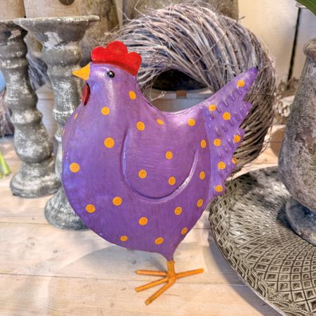Metallhuhn dunkellila mit Punkten