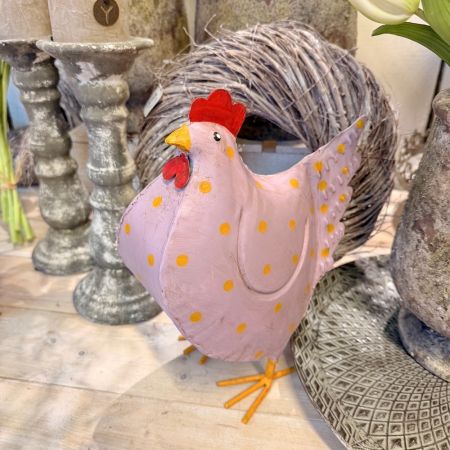Metallhuhn lila mit Punkten