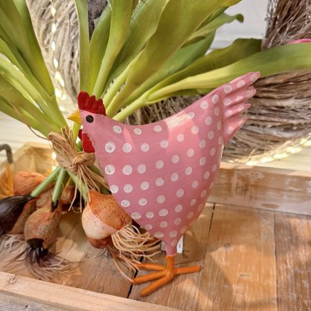 Metallhuhn rosa gepunktet