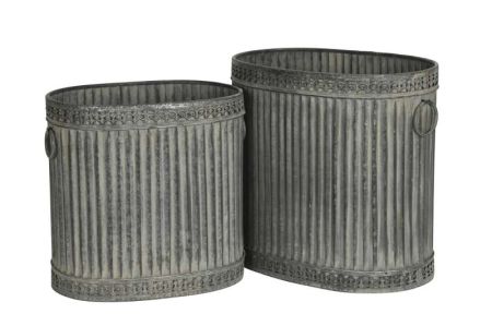 Pflanztopf oval grau/braun
