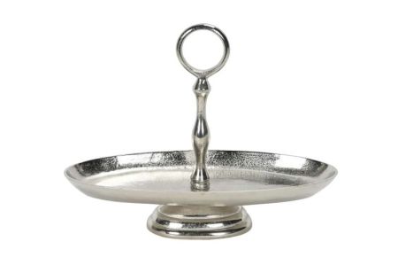 Servierschale oval mit Griff silber