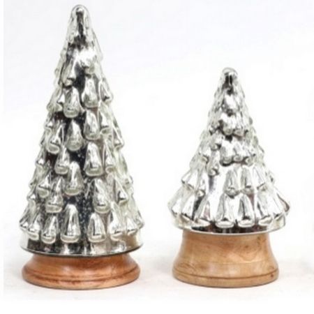 Tannenbaum Vitreous silber auf Holzsockel