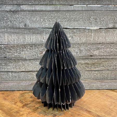 Tannenbaum mit Glitterrand aus Papier schwarz