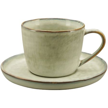 Tasse mit Unterteller WAN Stoneware grau
