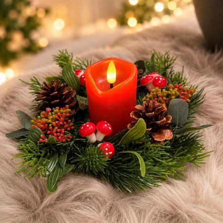 Tischkranz 'Weihnachten' mit LED-Kerze rot